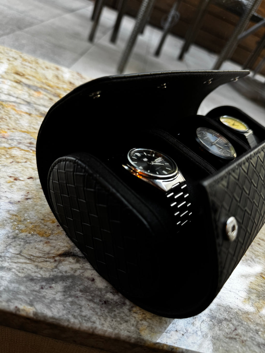 Midnight Black Watch Roll- Three watches