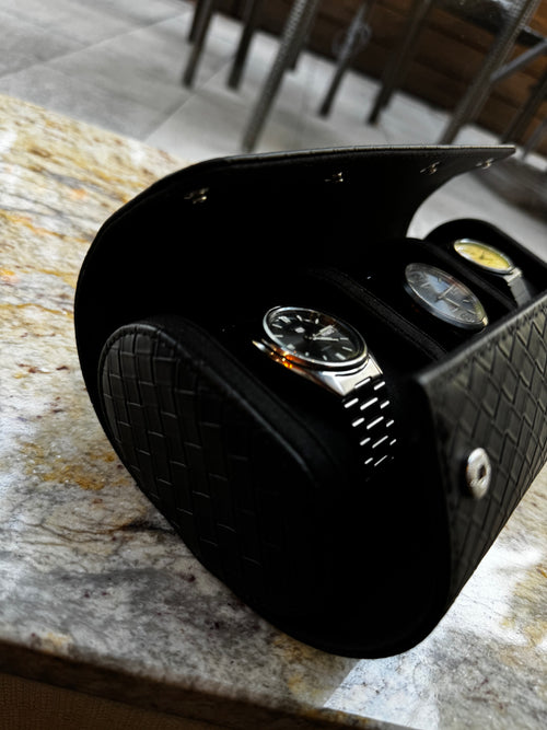 Midnight Black Watch Roll- Three watches