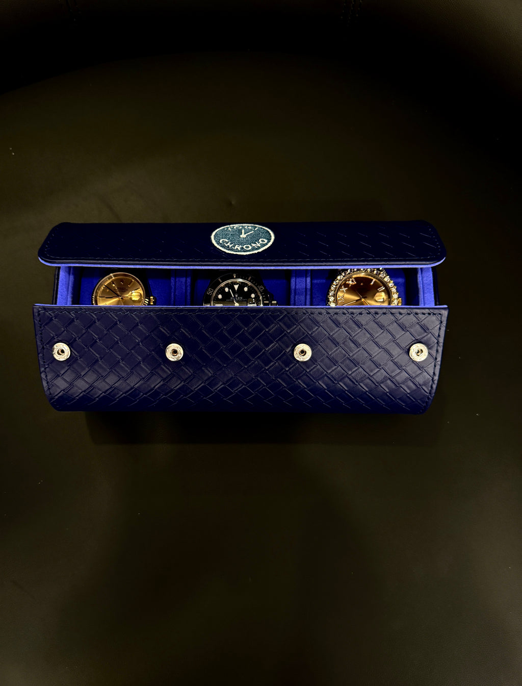 Imperial Blue Watch Roll- Three Watches
