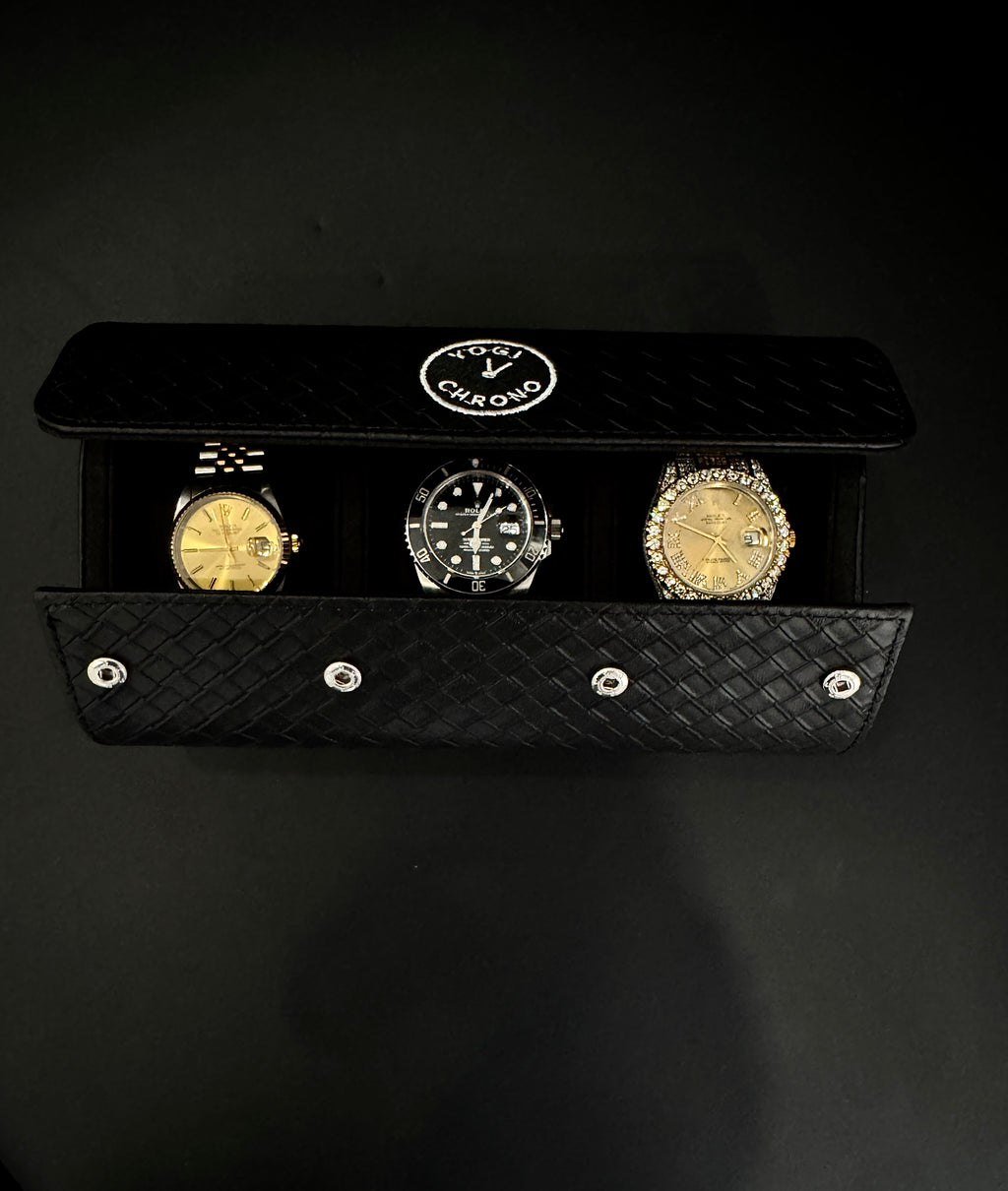 Midnight Black Watch Roll- Three Watches