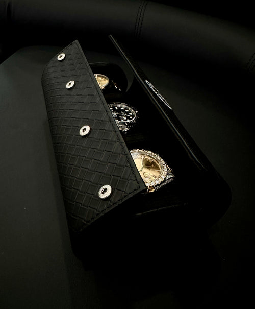 Midnight Black Watch Roll- Three Watches