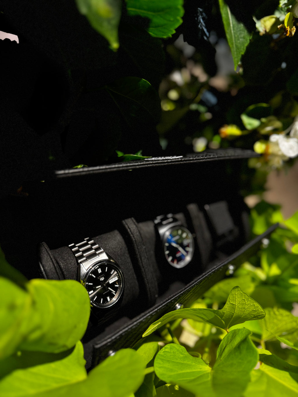 Midnight Black Watch Roll- Three watches